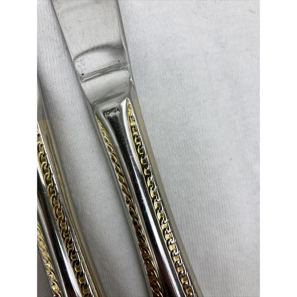 11 Retroneu GOLD ACCENT Chain 9 1/2” Dinner Knife 18/8 Korea Stainless Pre owned - Picture 5 of 8